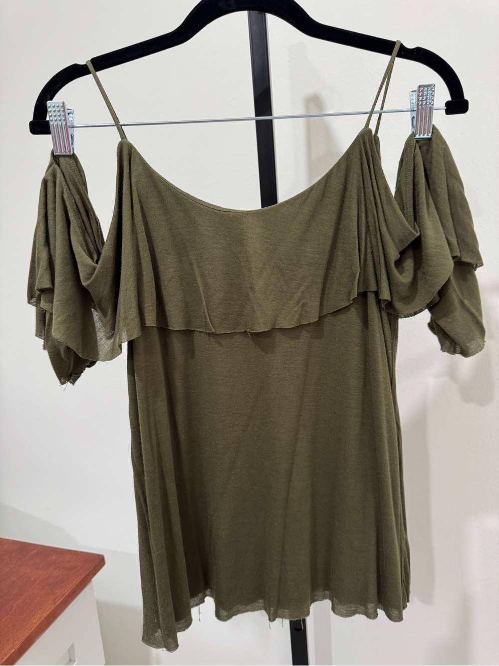 Bailey 44 Olive Ruffle Cold-Shoulder Top - Picture 10 of 11